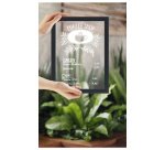 Ardoise murale WOODY, en verre, cadre bois, noir