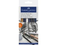 FABER-CASTELL Set d'esquisse au fusain PITT, 7 pièces