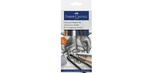 FABER-CASTELL Set d'esquisse au fusain PITT, 7 pièces