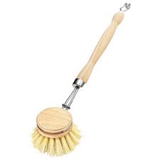 Brosse à vaisselle, en bois naturel, rond