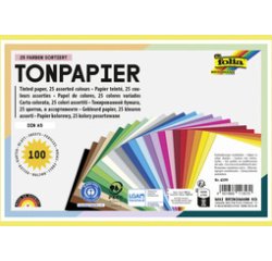 Papier teinté, A5, 130 g/m2, 25 couleurs assorties
