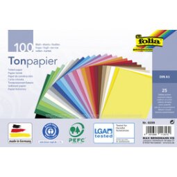 Papier teinté, A5, 130 g/m2, 25 couleurs assorties