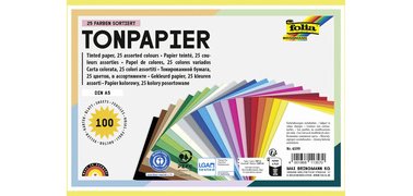 Papier de couleur, A5, 130 g/m2, 25 couleurs assorties