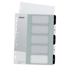 Leitz WOW printable dividers, 5 tabs, in black and white
