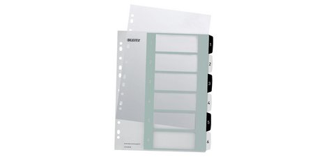 Leitz WOW intercalaires imprimables, 6 onglets, en noir et blanc