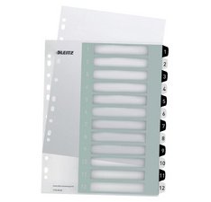 Leitz WOW intercalaires imprimables, 12 onglets, en noir et blanc