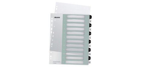 Leitz WOW printable dividers, 12 tabs, in black and white