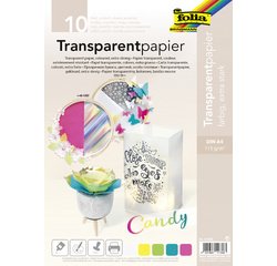 Folia transparent papier, 115 g, ft 21 x 29,7 cm, A4, couleurs assorties, paquet de 10 feuilles