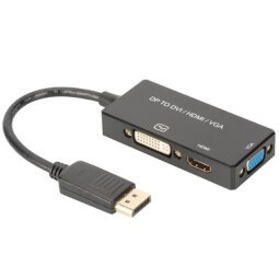 Convertisseur 3en1 DisplayPort 1.2, DP- HDMI+DVI+VGA