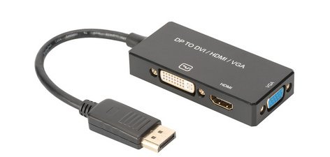 Convertisseur 3en1 DisplayPort 1.2, DP- HDMI+DVI+VGA