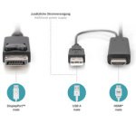 Adaptateur HDMI 4K vers DisplayPort, 2,0 m, noir