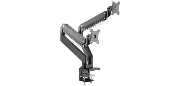 Support double écran universel, fixation par serrage