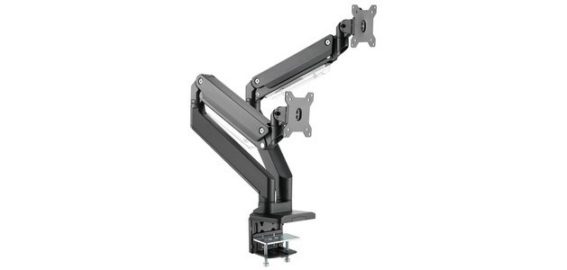 Support double écran universel, fixation par serrage