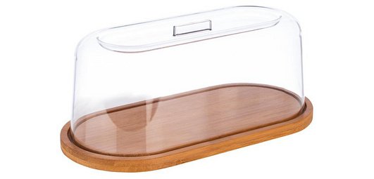 Plateau en bambou avec cloche, ovale, (L)280 x (P)140 mm