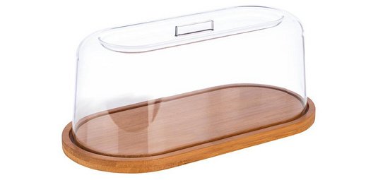 Plateau en bambou avec cloche, ovale, (L)280 x (P)140 mm