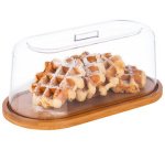 Plateau en bambou avec cloche, ovale, (L)280 x (P)140 mm