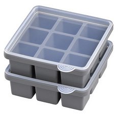 Bac à glaçons avec couvercle, transparent / gris