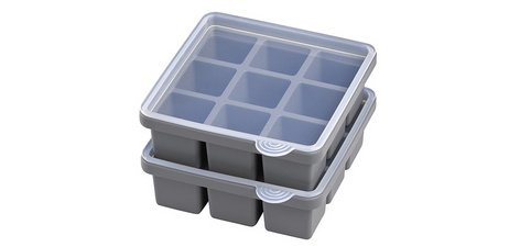 Bac à glaçons avec couvercle, transparent / gris