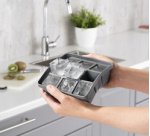 Bac à glaçons avec couvercle, transparent / gris