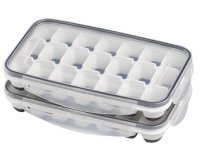Bac à glaçons avec couvercle, transparent / gris