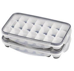 Bac à glaçons avec couvercle, transparent / gris