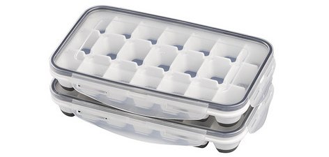 Bac à glaçons avec couvercle, transparent / gris