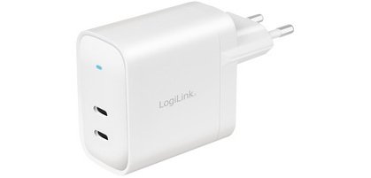 USB plug adapter, 2x USB-C PD, 40 W, white