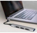 Slim Hub USB 3.0, 4 ports, boîtier aluminium, gris
