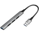 Slim Hub USB 3.0, 4 ports, boîtier aluminium, gris