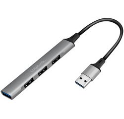 Slim Hub USB 3.0, 4 poorten, aluminium behuizing, grijs