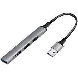 Slim Hub USB 3.0, 4 ports, boîtier aluminium, gris