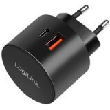 USB plug adapter, 2x USB, 20 watts, black