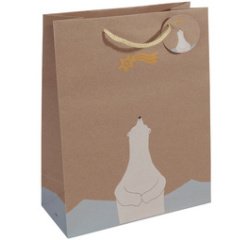 Sac cadeau de Noël "Polar bear with shooting star", carton kraft