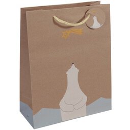 Sac cadeau de Noël "Polar bear with shooting star", carton kraft