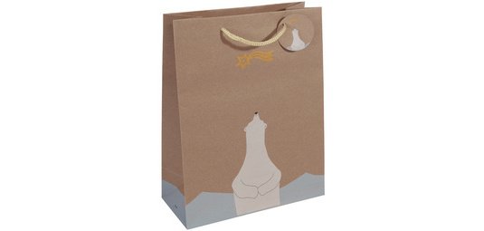 Sac cadeau de Noël "Polar bear with shooting star", carton kraft