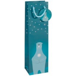 Sac de Noël pour bouteille 'Polar bear with candle'