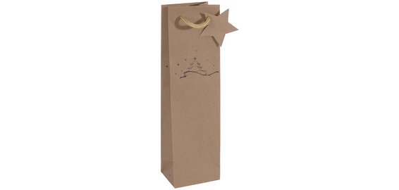 Sac pour bouteille 'Christmas tree', carton kraft