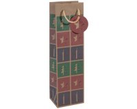 Sac cadeau Noël pour bouteille 'Cut-out style', kraft