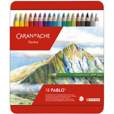 Crayons de couleur PABLO, étui métal de 18