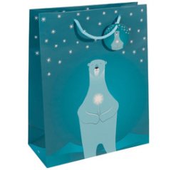 Sac cadeau de Noël 'Polar bear with candle', grand
