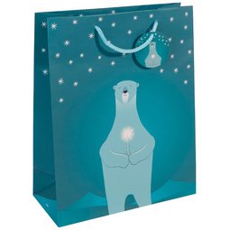 Sac cadeau de Noël "Polar bear with candle", papier fin