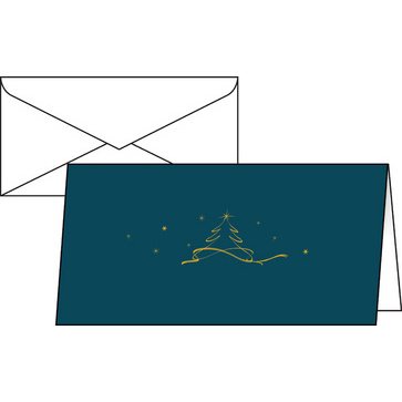 Kerstkaart 'Kerstboom petroleum', lang (2/3 A4)