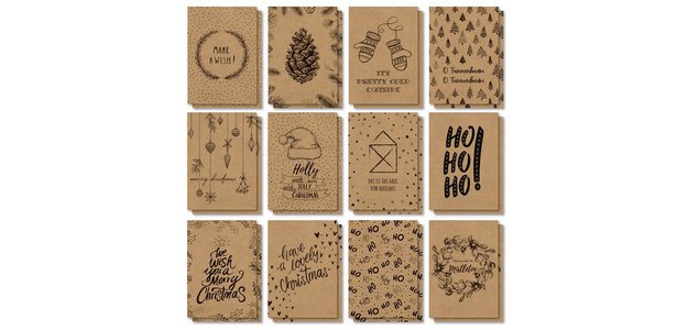 Set mit Weihnachts-Postkarten 'Natural Christmas'