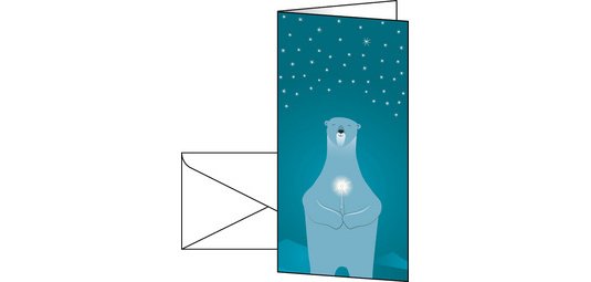 Carte de Noël 'Polar bear with candle', A6, pour