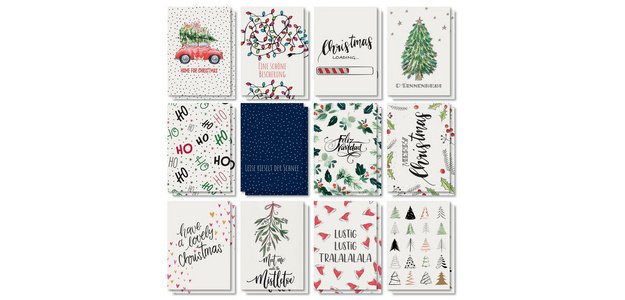 Set de cartes postales de Noël 'Colourful Chrismas',A6