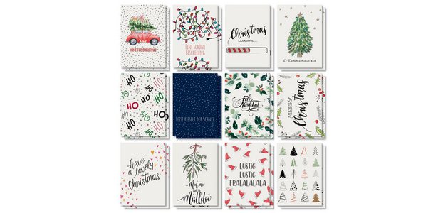 Christmas postcard set 'Colourful Christmas'