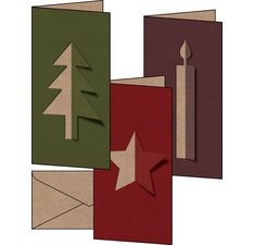 Set van kerstkaarten 'Cut-out style', lang (2/3 A4)