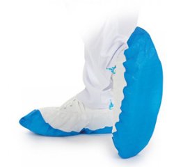 Schoenhoesjes PP 'HYGOMAT' met PE-C-zool wit/blauw