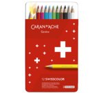 Crayons de couleur SWISSCOLOR, étui métal de 12