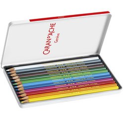 Crayons de couleur SWISSCOLOR, étui métal de 12